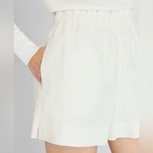 100% Linen Club Monaco Cream High Waist Shorts W/Pockets $98
